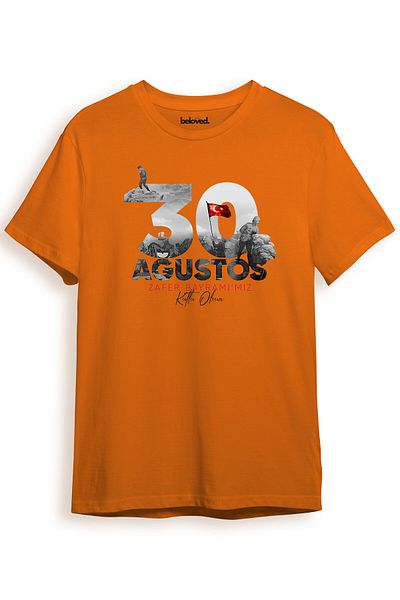 beloved.co 30 August Victory Day Themed Turkish Flag and Soldier Silhouette 100% Cotton Regular Fit Unisex T-Shirt