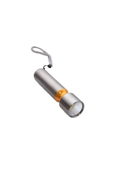 Bibilel Mini LED Flashlight with COB, Battery Powered 3x R3, 11.5 x 3 cm, Silver Yellow