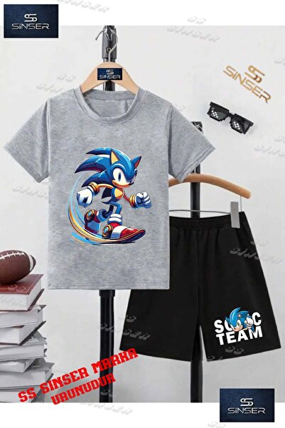 SS SİNSER Children's Unisex “Sonic Speed Back Painted“ Custom Printed Crew Ne...