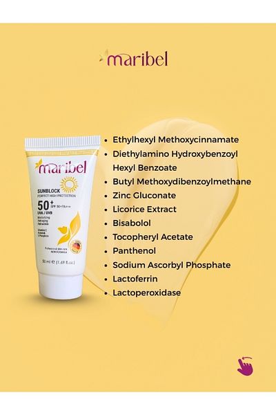 maribel Sunscreen Spf 50+ – High Protection, Anti-Wrinkle and Anti-Aging, German Formula