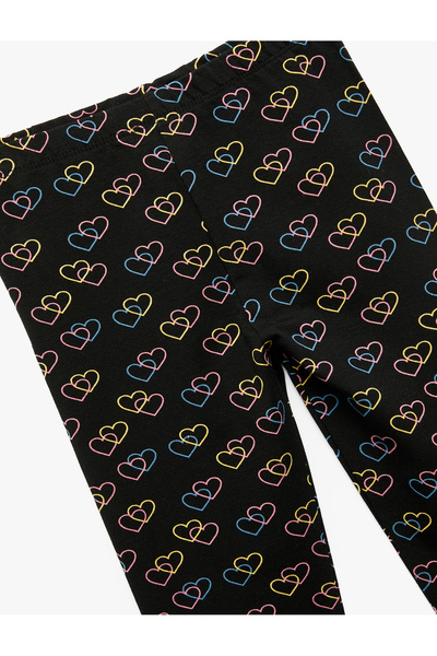 Koton Pamuklu Beli Lastikli Kalp Desenli Uzun Tayt