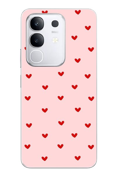 TechTree Vivo Y29 Compatible Red Tiny Hearts Transparent Silicone Case