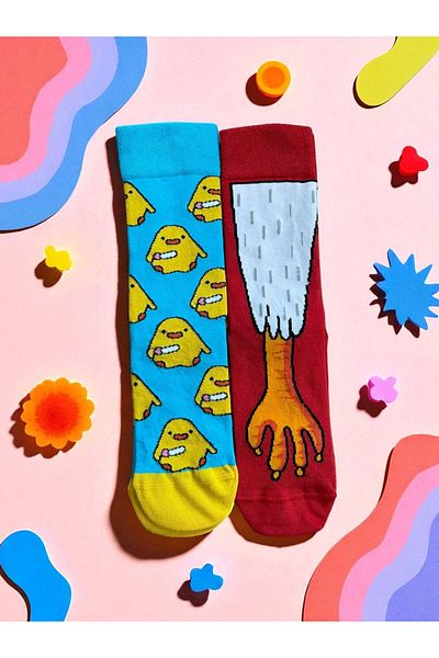 MODA 2 Pack Red Chicken Feet and Chick Socks
