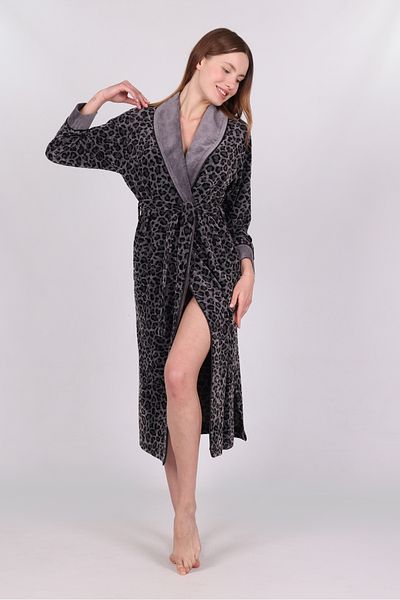 Nuşa Robă elegantă și elegantă cu model leopard Niki din catifea din bumbac din bumbac