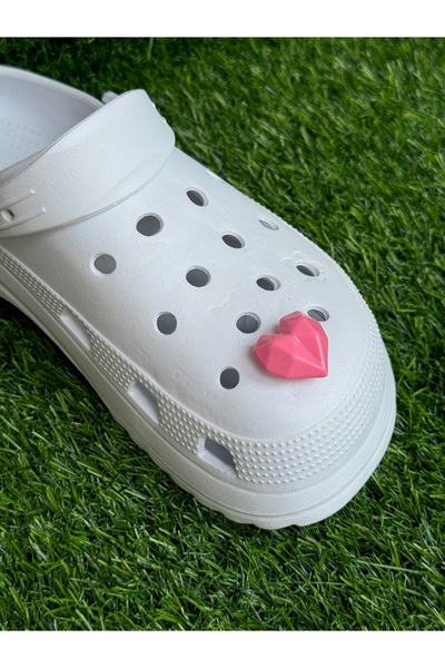 Crocs Kristal Kalp Terlik Süsü/Üç Boyutlu Kalpli Terlik Charmı/Jibbtiz