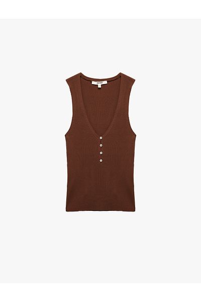 Koton Buttoned Deep V-Neck Sleeveless Knitwear Undershirt