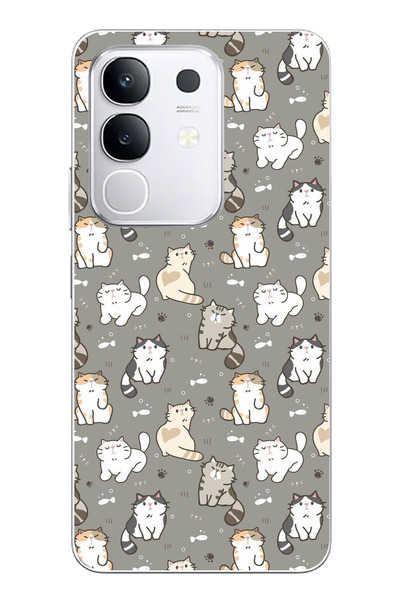 TechTree Vivo Y29 Compatible Tiny Cute Cats Transparent Silicone Case