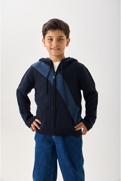 Nisrakids Boy's Zippered Knitwear Cardigan – Navy Blue / Long Sleeve