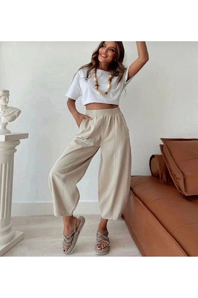 Haticepalas Gabardine Fabric Women's Shalwar Trousers