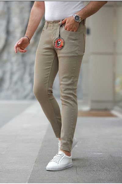 BYBÜLENT Stone Green Vip Quality Slim Fit Slimfit Narrow Leg Full Lycra Trousers
