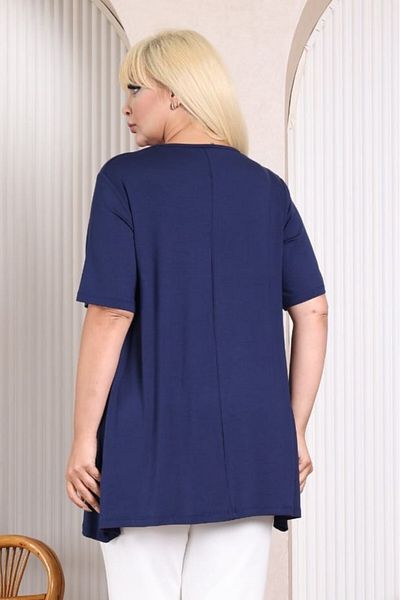 sinemisxxl Navy Blue Lycra Viscose Short Sleeve Plus Size Tunic