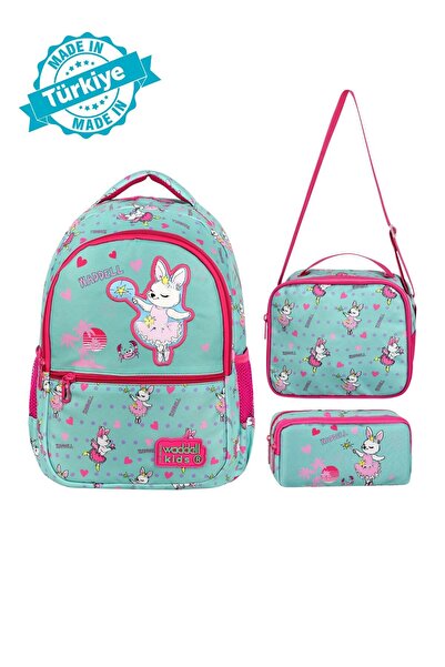 GENC DIJITAL BASKI Τσάντα δημοτικού σχολείου με μοτίβο κουνελιού, κουτί μεσημ...