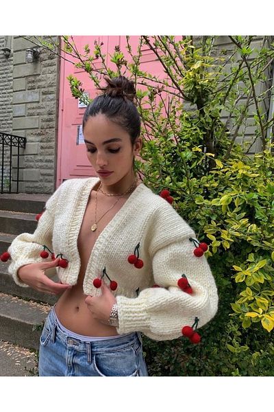 ZAHandmade Cherry 🍒   Hand Knitted Cardigan Model