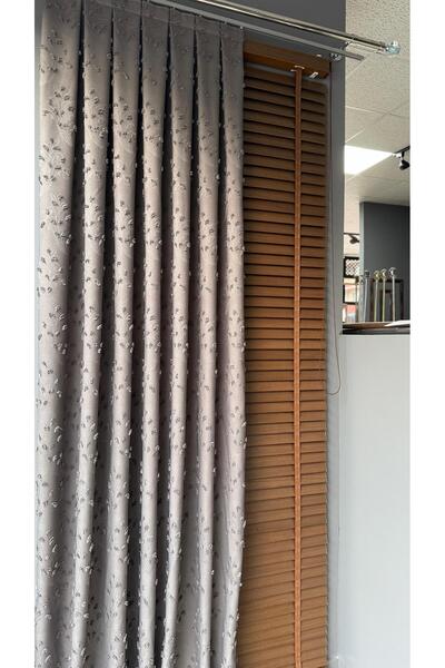 DİLETTO Linen Textured Tasseled Gray Panel Background Curtain Luxury Single Wing 1/3 Frequently Pleated