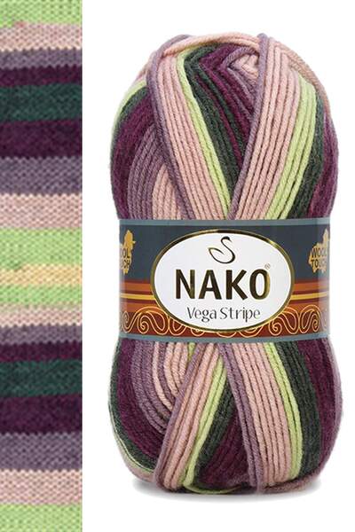NAKO قطعة واحدة من حبل الحياكة اليدوي من الأكريليك الفاخر Vega Stripe رقم: 82414