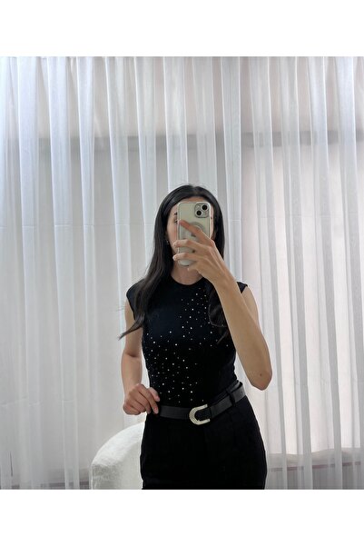 ZENAAA Taş Detaylı Kolsuz Bluz
