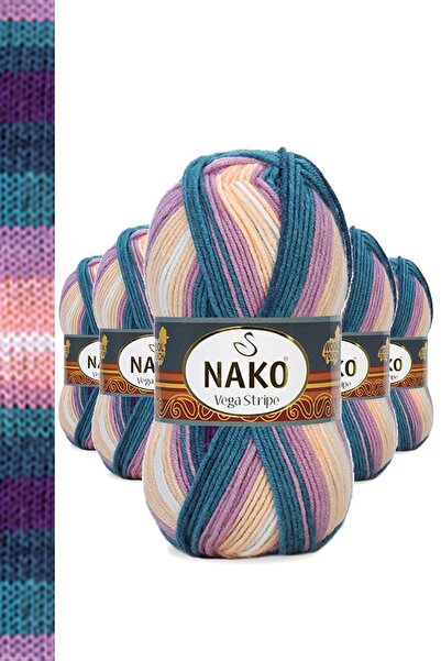 Marsilyan 5 قطع من خيوط الحياكة اليدوية من الأكريليك الفاخر Vega Stripe رقم: ...