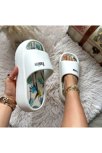 dehaine Women's casual slippers, comfortable, white, Clogs style, XF34