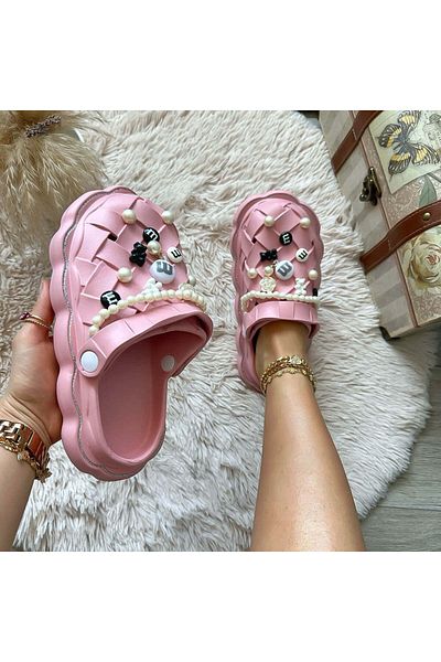 dehaine Women's casual slippers, comfortable, Clogs style, Pink, XF54