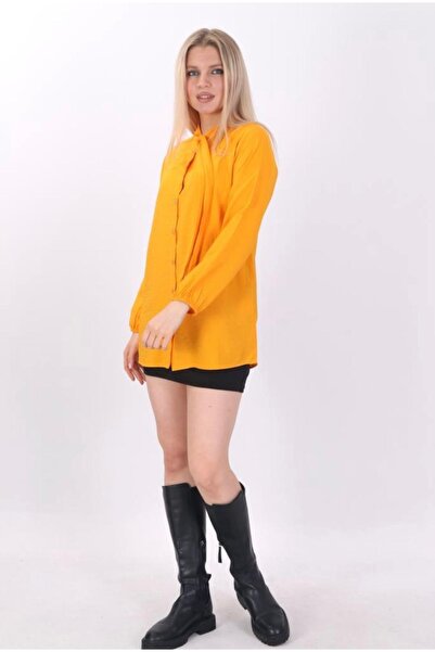 SheLoria قميص أيروبين كبير الحجم برباط برتقالي للسيدات