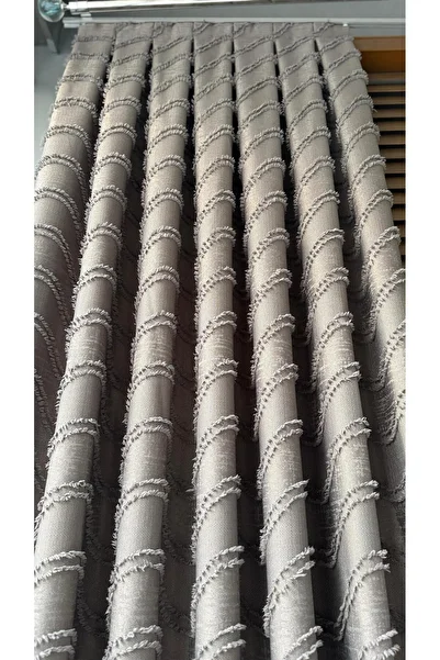 DİLETTO Linen Textured Tasseled Gray Panel Background Curtain Luxury Single Wing 1/3 Frequently Pleated