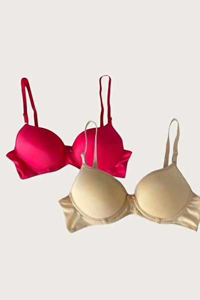 CHI'LA Collection Sutien push up cu sârmă, căptușit cu sârmă, 2 bucăți, roșu ...