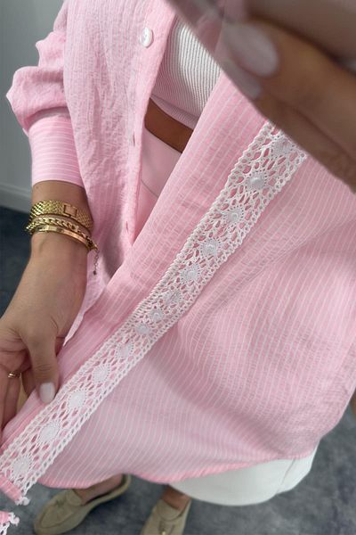 Lavanta Tekstil 4958 Lace Striped Shirt
