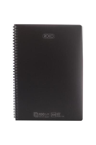 Roco دفتر ملاحظات، A4، 100 ورقة، مسطر مزدوج (إنجليزي)، أسود
