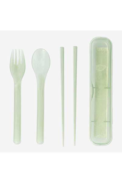 Flying Tiger Copenhagen Şeffaf Yeşil Çatal Kaşık Chopstick Seti