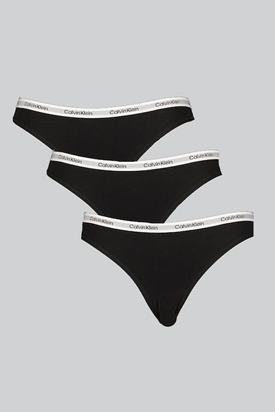 Calvin Klein , Set of panties with logo - 3 pairs, Black, Grey, Dirty White, S