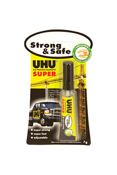 Uhu غراء فائق القوة وآمن، 7.00 مل (0.25 أونصة)، 0.25 أونصة (7.08 جم)، شفاف