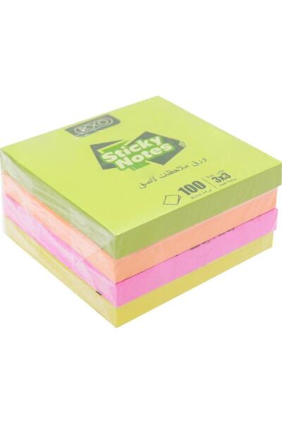 Roco Sticky Notes Assorted Pack, 3" X 3", 100 Notes, Assorted Neon Color