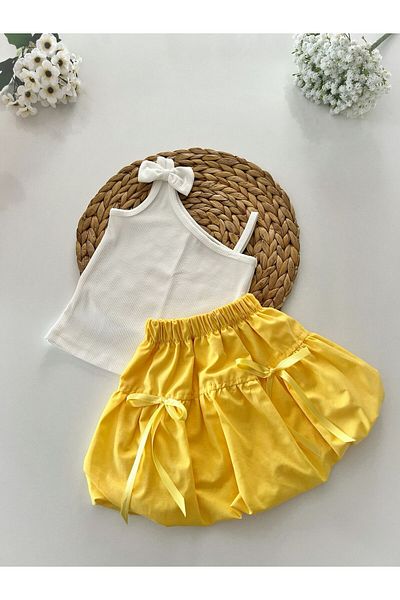 TREND NATURAL Girl's Bow Badi Balloon Skirt Set Pink Blue Yellow