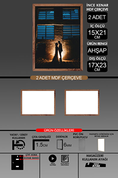 Bytwo 2 komada okvira 15x21 - tanki letvičasti A5 okvir - drveni okvir - 6mm ...