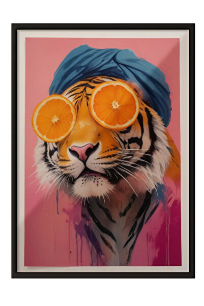 Zestia Tablou înrămat negru, bărbat purtând ochelari portocalii, stil umorist...