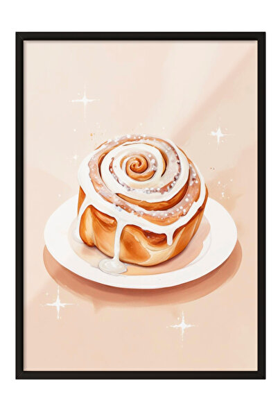Zestia Картина с черна рамка, десерт макарон в пастелни цветове, постер за ку...