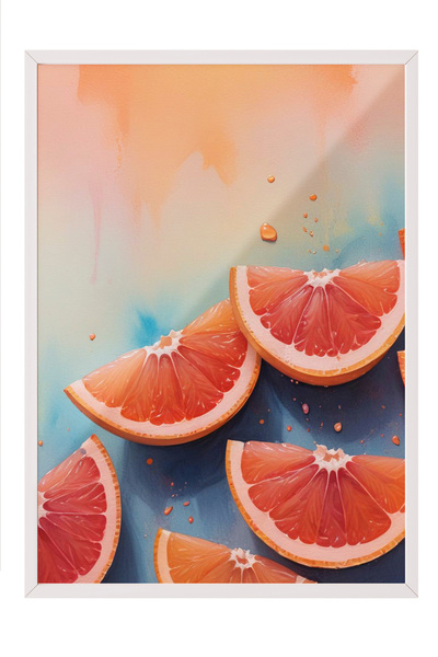 Zestia Tablou cu ramă albă, design minimalist cu felie de pepene verde, poste...