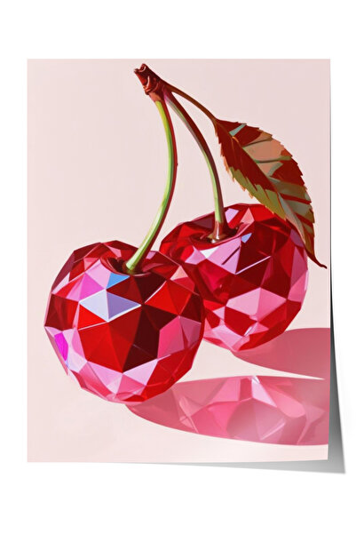 Zestia Poster fără ramă, cireșe din sticlă în formă de inimă, poster decorati...