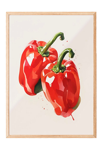 Zestia Tablou cu ramă din lemn, stil realist cu ardei roșu, poster decorativ ...