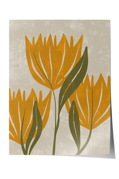 Zestia Poster fără ramă, ilustrație minimalistă cu flori galbene, poster deco...