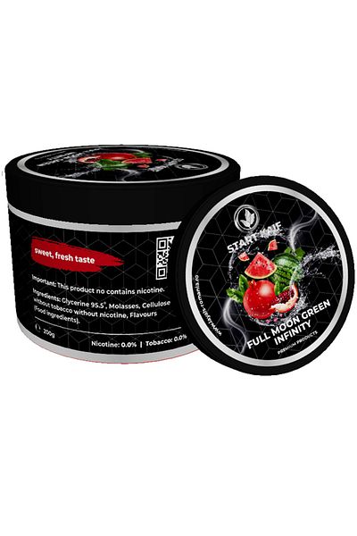 Start Kaif StartKaif Hookah Flavor, Full Moon Green Infinity, made of cellulose, without nicotine or tobacco, 200g