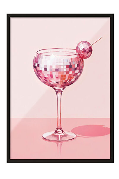Zestia Tablou cu ramă neagră, ilustrație cu detalii de cristal într-un pahar ...