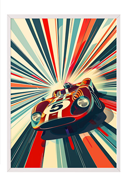 Zestia Πίνακας με λευκό πλαίσιο, αφηρημένη σύνθεση με εφέ έκρηξης, διακόσμηση...