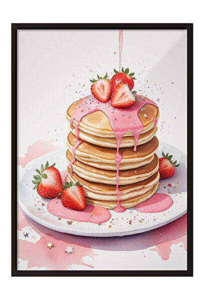 Zestia Tablou înrămat negru, Cireșe pe clătite – Stil adorabil, Poster decora...