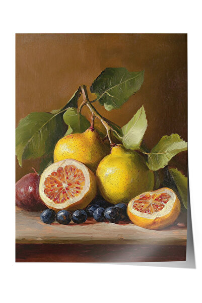 Zestia Poster fără ramă, ilustrație realistă cu fructe proaspete, poster deco...