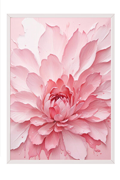 Zestia Tablou înrămat alb, Artă abstractă cu tușuri de pensulă – Tonuri de ro...