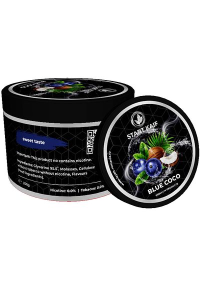 Start Kaif StartKaif Hookah Flavor, Blue Coco, made of cellulose, without nicotine or tobacco, 200g
