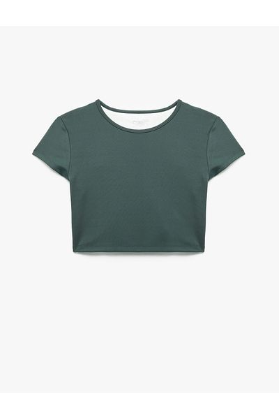 Koton Short Sleeve Crew Neck Crop Basic Sports T-Shirt