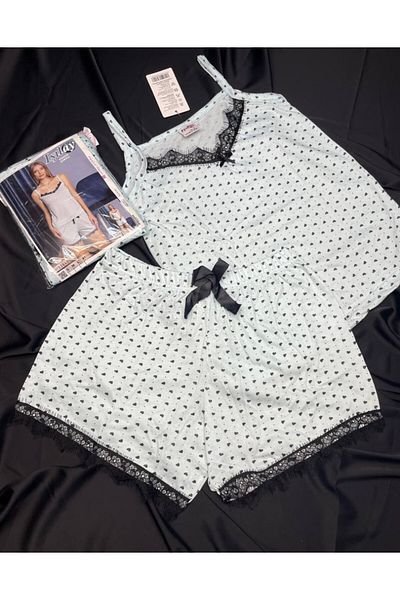 IŞILAY PİJAMA Viscose Thread Strap Athlete Shorts Set