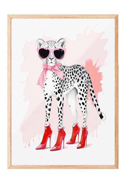 Zestia Tablou înrămat în lemn, Câine cu ochelari de soare – Stil distractiv, ...